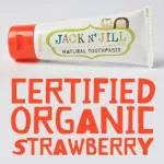 Jack n Jill Pasta do zębów dla dzieci - truskawkowa BIO (50 g) - bez fluoru, z organicznym ekstraktem z nagietka