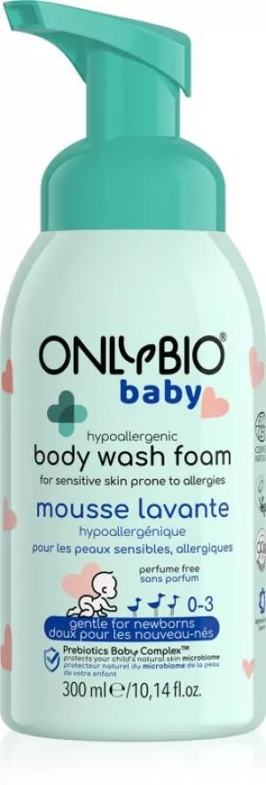 OnlyBio Hipoalergiczna pianka do mycia dla niemowląt (300 ml) - odpowiednia od urodzenia