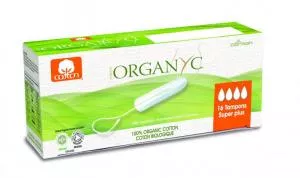 Organyc Tampony Super Plus (16 szt.) - 100% bawełna organiczna, 4 krople